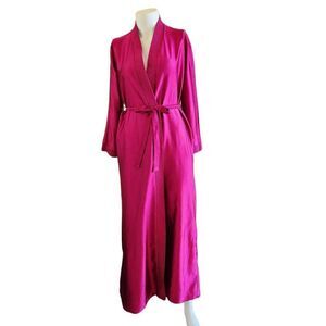 Women's medium vintage plum burgundy pomegranate full-length robe